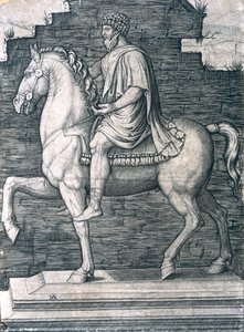 Statua equestre di Marco Aurelio (121-180 d.C.) da Marcantonio Raimondi